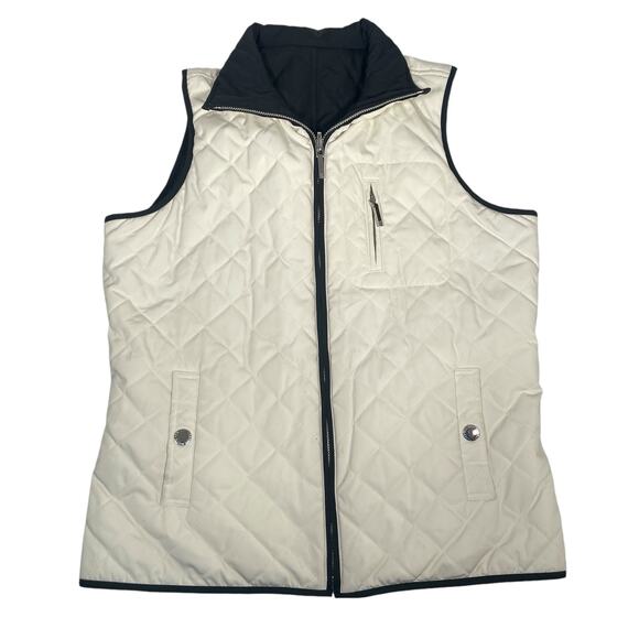 Lauren Ralph Lauren Womens Petite Small Quilted Reversible Vest Black White P/P - Picture 11 of 12